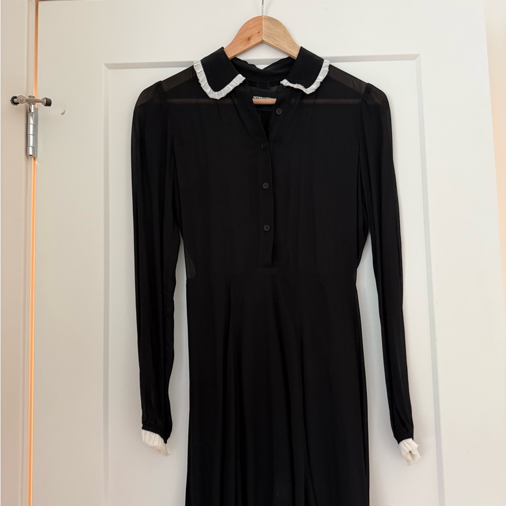 Reformation Black Dress With White Trim